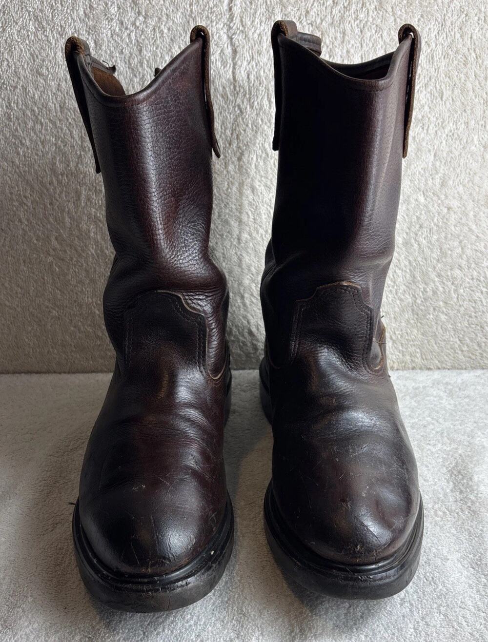 Red Wing 1132 Pecos Boots Supersole Pull-On Brown Leather Men Sz 8 D Soft Toe